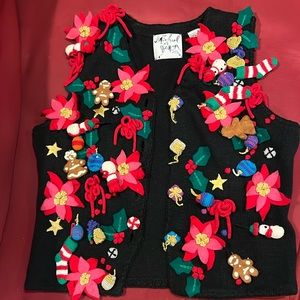 Michael Simon Christmas Sweater vest Vintage Size S